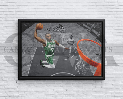 Jaylen Brown Black & White Canvas Art Basketball Canvas Wall Art