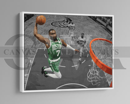 Jaylen Brown Black & White Canvas Art Basketball Canvas Wall Art