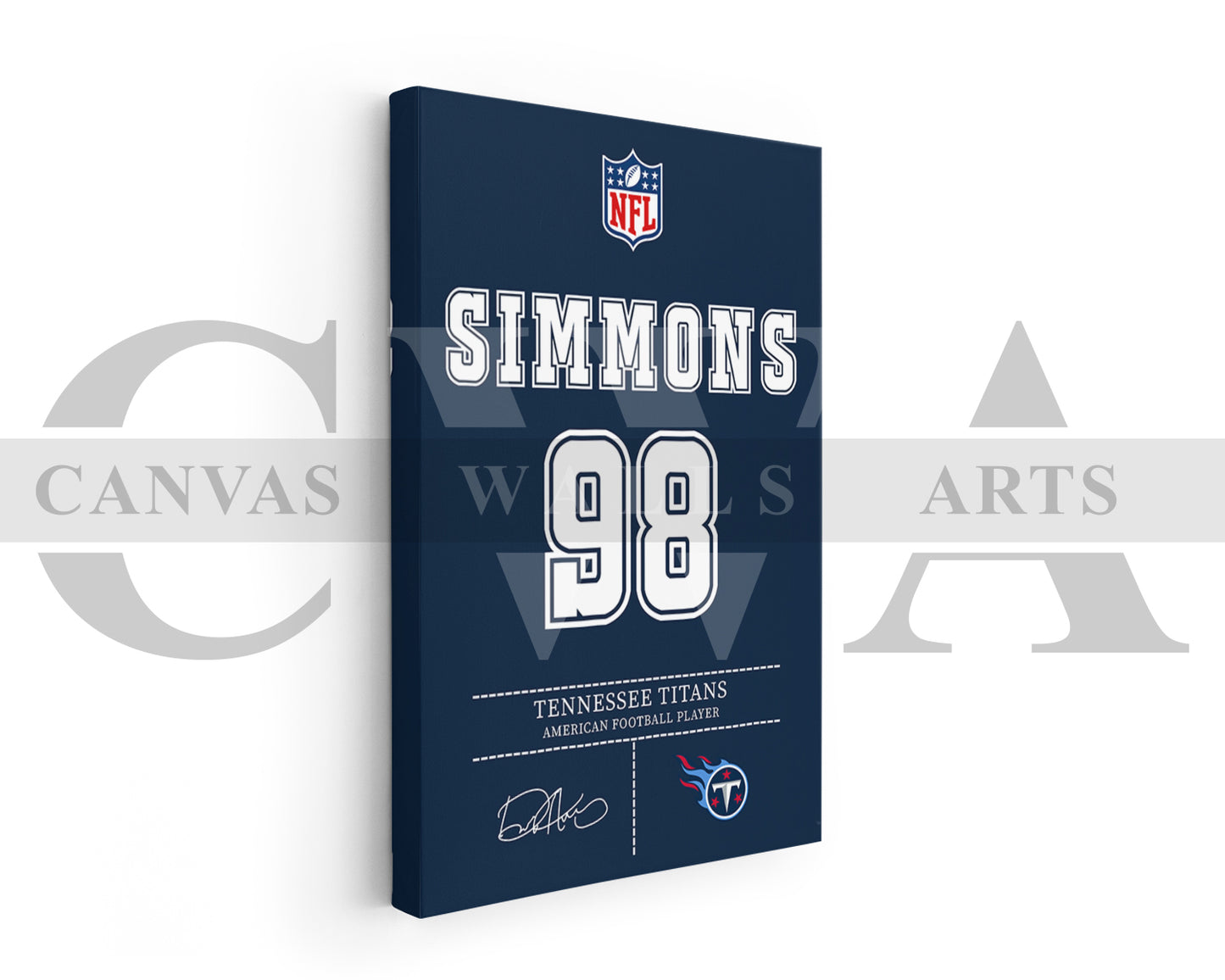 Jeffery Simmons Canvas Wall Art NFL Jersey Poster Sports Canvas Frame Ready To Hang