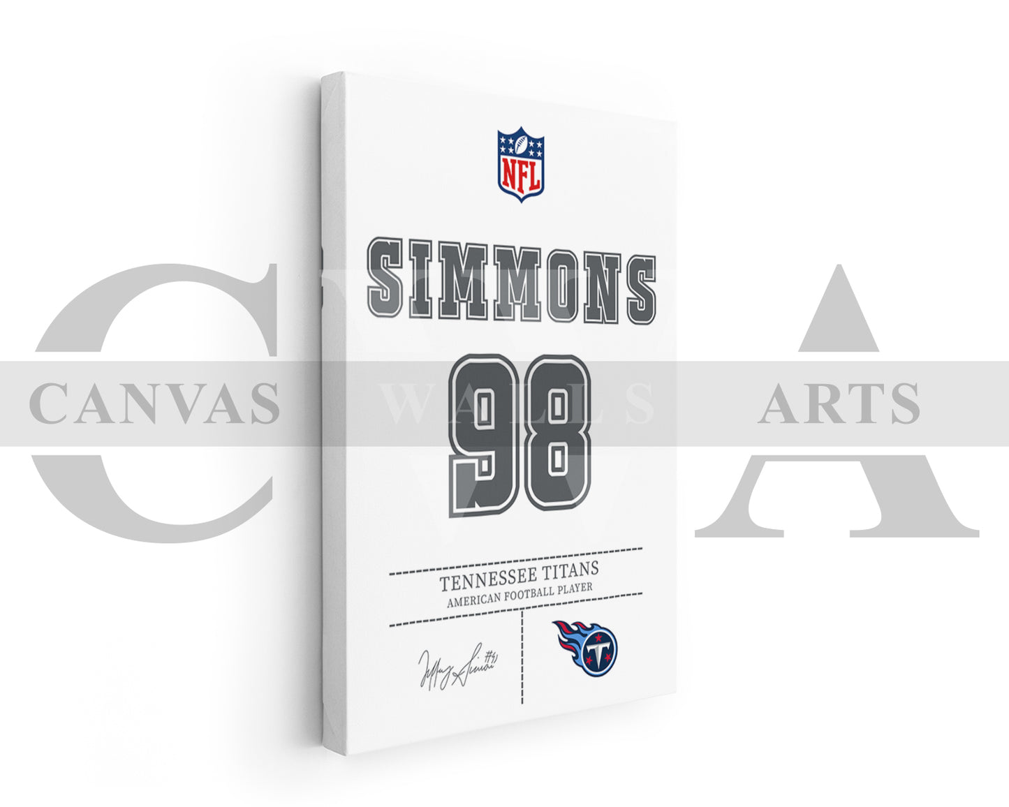Jeffery Simmons Canvas Wall Art NFL Jersey Poster Sports Canvas Print