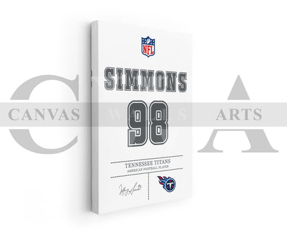 Jeffery Simmons Canvas Wall Art NFL Jersey Poster Sports Canvas Print