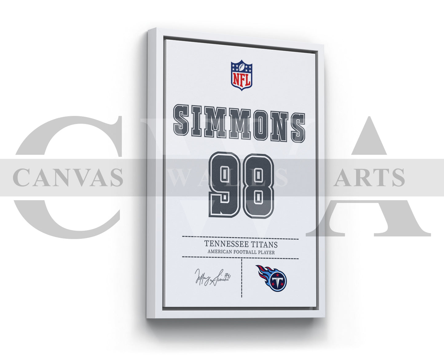 Jeffery Simmons Canvas Wall Art NFL Jersey Poster Sports Canvas Print