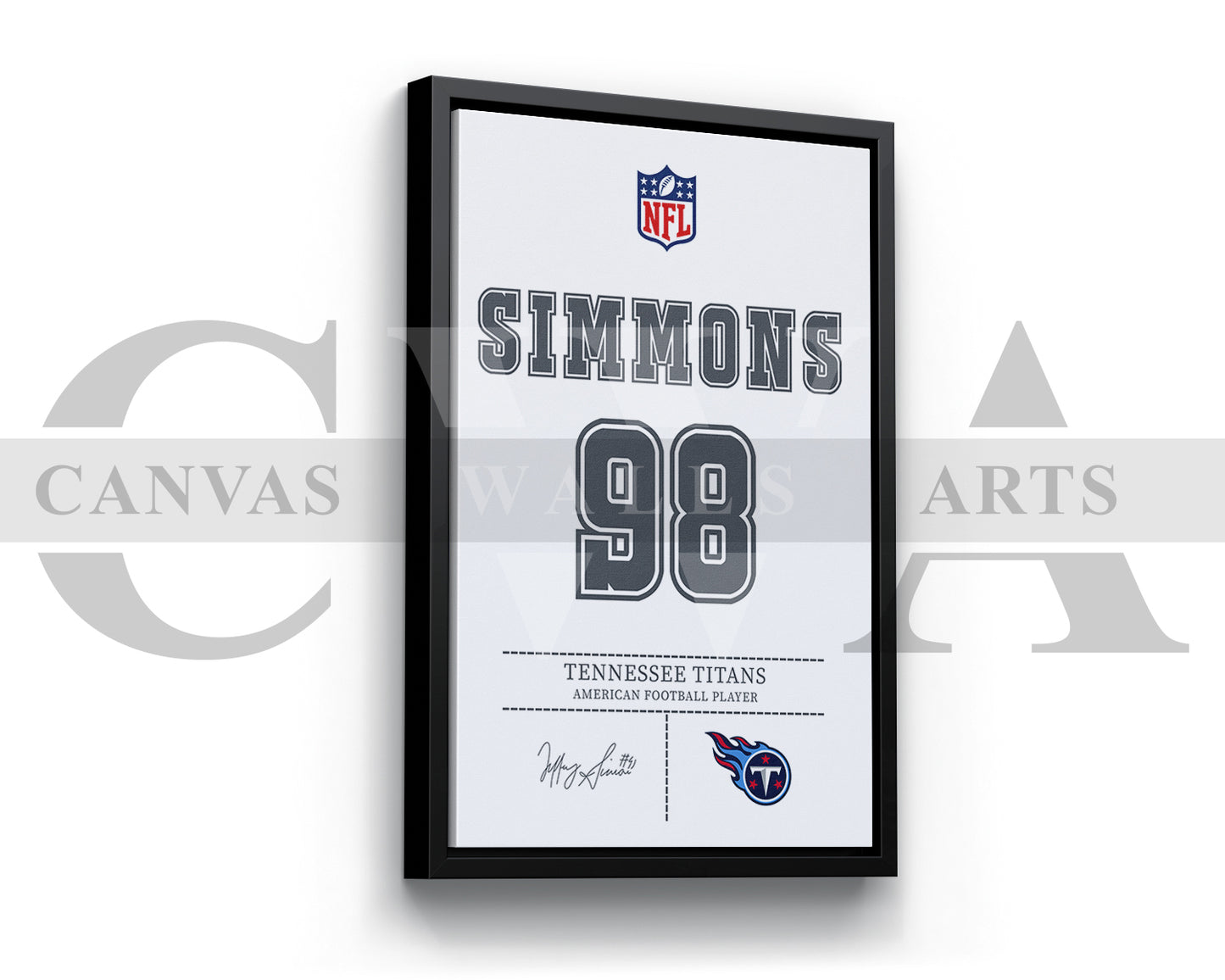 Jeffery Simmons Canvas Wall Art NFL Jersey Poster Sports Canvas Print