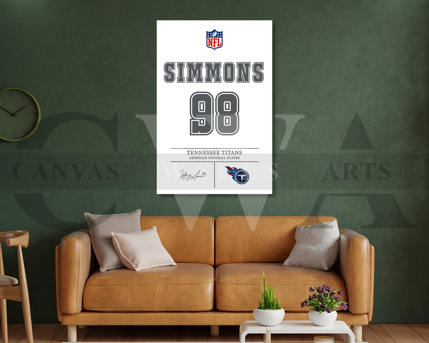 Jeffery Simmons Canvas Wall Art NFL Jersey Poster Sports Canvas Print