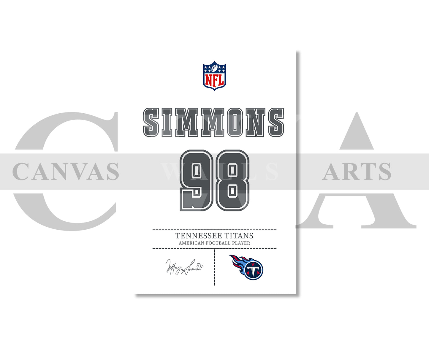 Jeffery Simmons Canvas Wall Art NFL Jersey Poster Sports Canvas Print