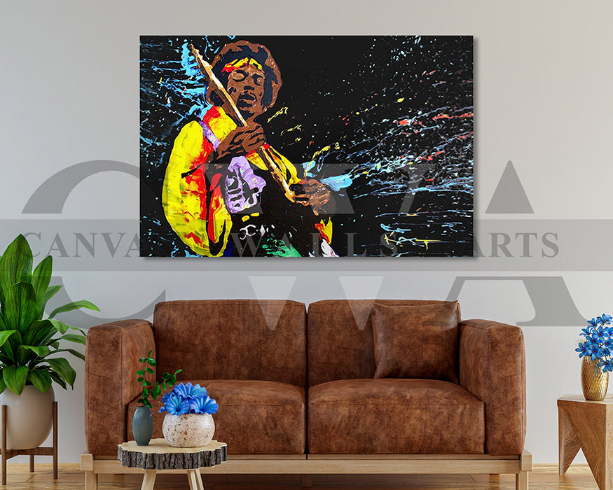 Jimi Hendrix Canvas Wall Art Abstract Music Poster