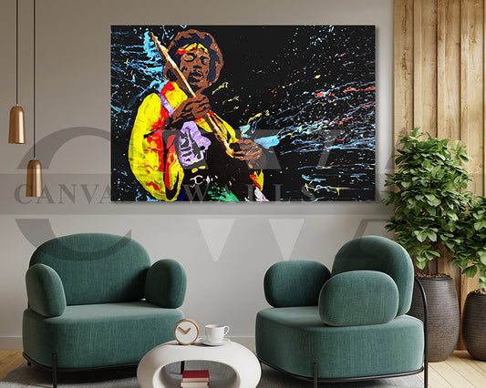 Jimi Hendrix Canvas Wall Art Abstract Music Poster