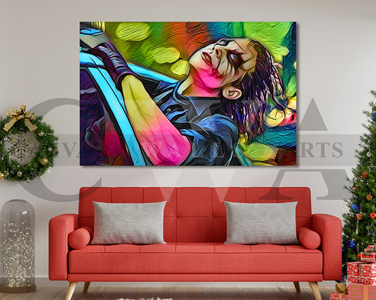 Joker The Dark Knight Canvas Wall Art Abstract Movie Poster