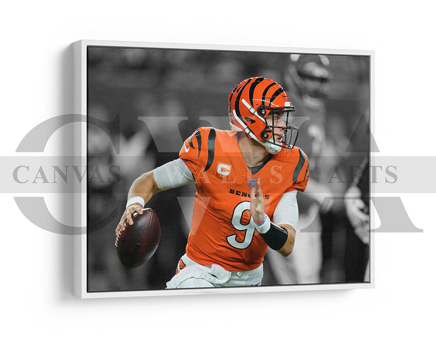 Joe Burrow Black & White Canvas Art American Football Canvas Wall Art