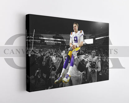 Joe Burrow Black & White Canvas Art American Football Canvas Wall Art