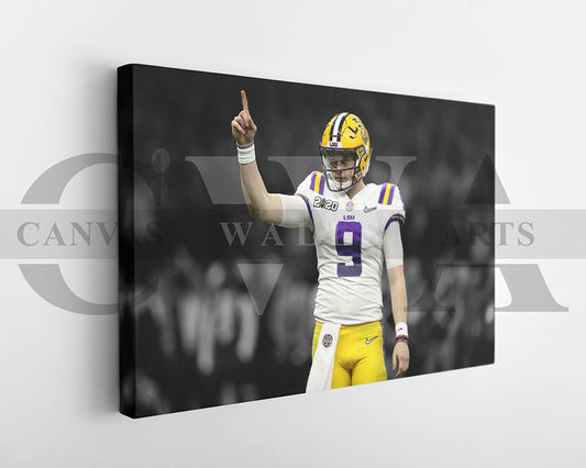Joe Burrow Black & White Canvas Art American Football Canvas Wall Art