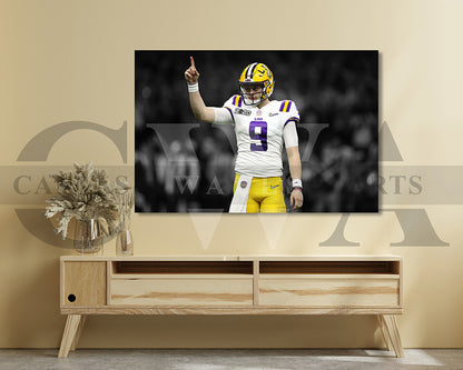 Joe Burrow Black & White Canvas Art American Football Canvas Wall Art