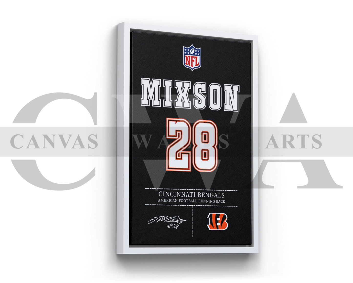 Joe Mixon Canvas Wall Art NFL Jersey Poster Sports Canvas Frame Ready To Hang
