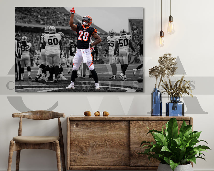 Joe Mixon Black & White Canvas Art American Football Canvas Wall