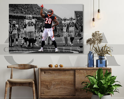 Joe Mixon Black & White Canvas Art American Football Canvas Wall