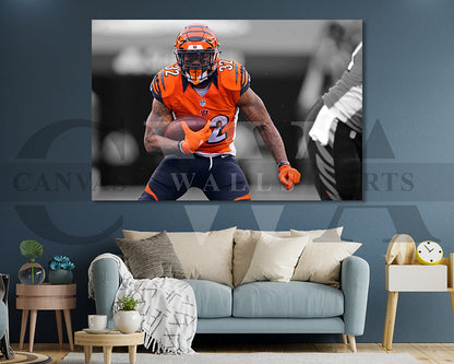 Joe Mixon Black & White Canvas Art American Football Canvas Wall