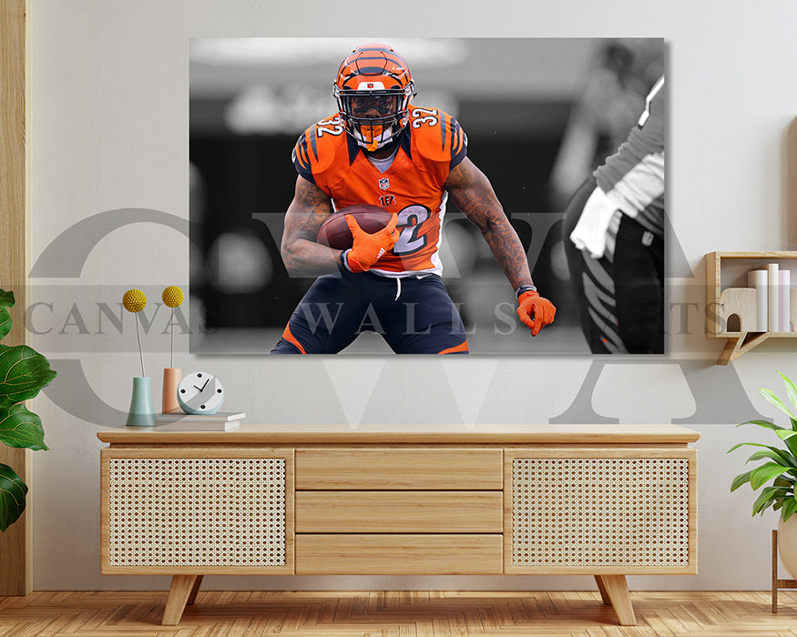 Joe Mixon Black & White Canvas Art American Football Canvas Wall