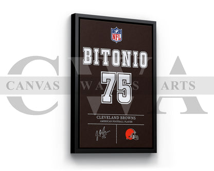 Joel Bitonio Jersey Canvas Wall Art NFL Jersey Poster American Football Sports Canvas Wall Art