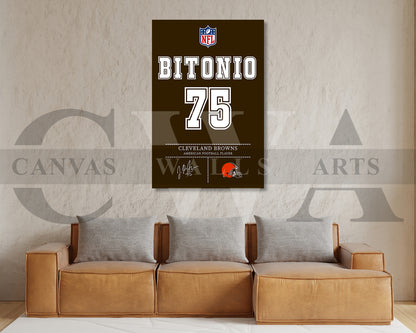 Joel Bitonio Jersey Canvas Wall Art NFL Jersey Poster American Football Sports Canvas Wall Art