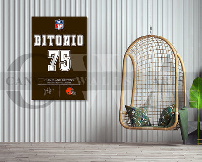 Joel Bitonio Jersey Canvas Wall Art NFL Jersey Poster American Football Sports Canvas Wall Art