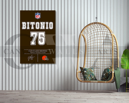 Joel Bitonio Jersey Canvas Wall Art NFL Jersey Poster American Football Sports Canvas Wall Art
