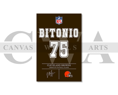 Joel Bitonio Jersey Canvas Wall Art NFL Jersey Poster American Football Sports Canvas Wall Art