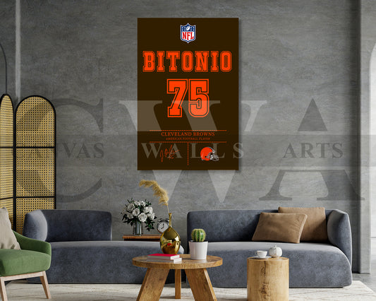 Joel Bitonio Jersey Canvas Wall Art NFL Jersey Poster Sports Canvas Print