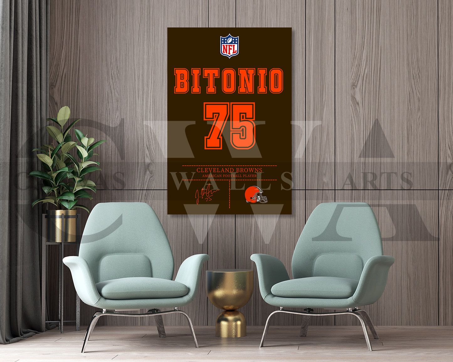 Joel Bitonio Jersey Canvas Wall Art NFL Jersey Poster Sports Canvas Print