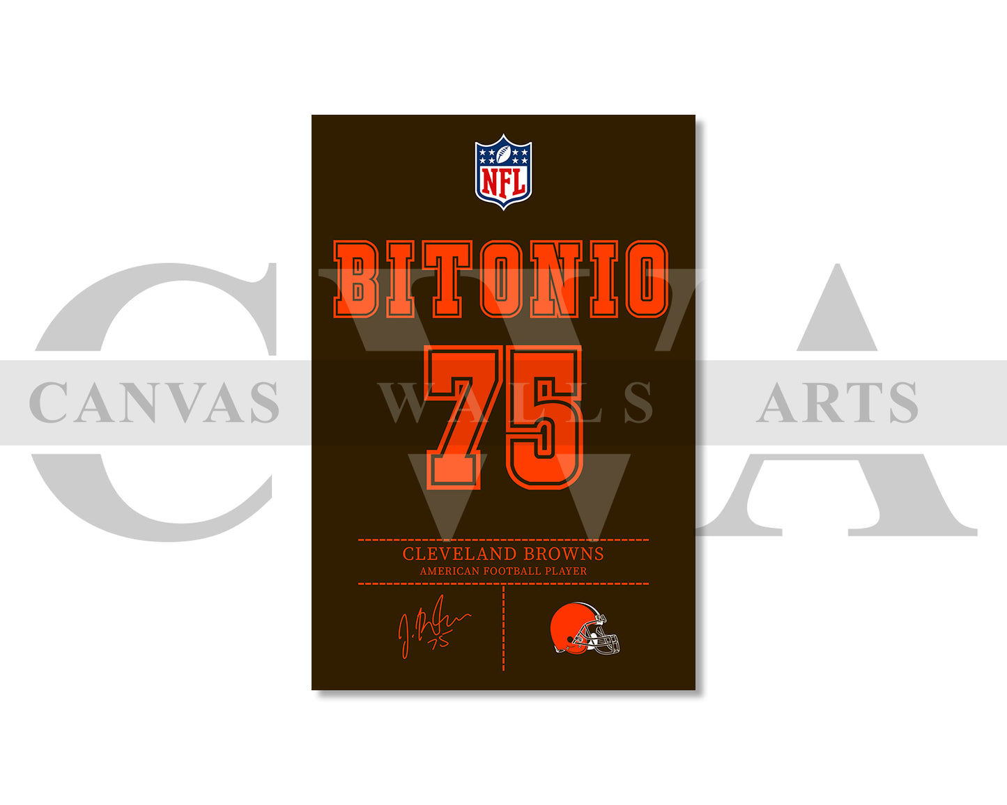 Joel Bitonio Jersey Canvas Wall Art NFL Jersey Poster Sports Canvas Print