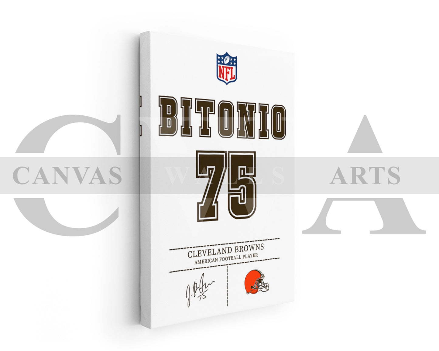 Joel Bitonio Jersey Canvas Wall Art NFL Jersey Wall Art Sports Canvas Print