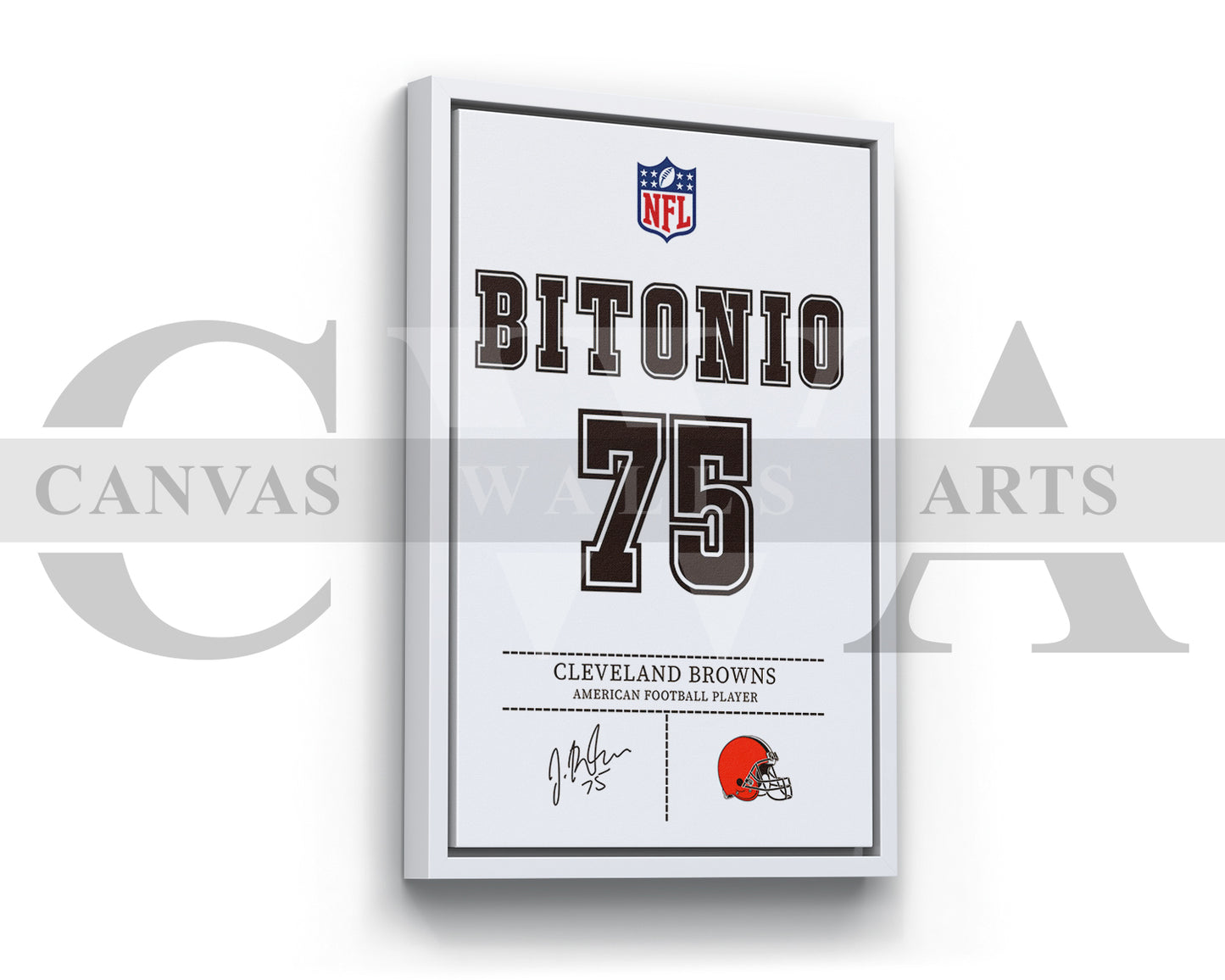 Joel Bitonio Jersey Canvas Wall Art NFL Jersey Wall Art Sports Canvas Print