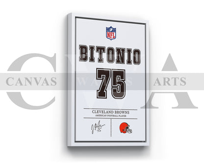 Joel Bitonio Jersey Canvas Wall Art NFL Jersey Wall Art Sports Canvas Print
