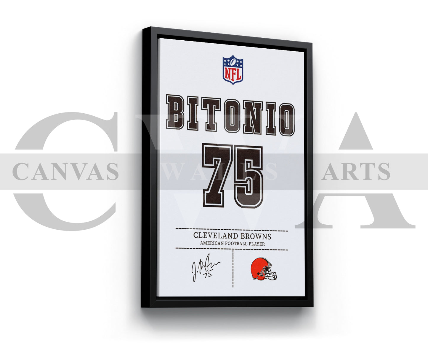 Joel Bitonio Jersey Canvas Wall Art NFL Jersey Wall Art Sports Canvas Print