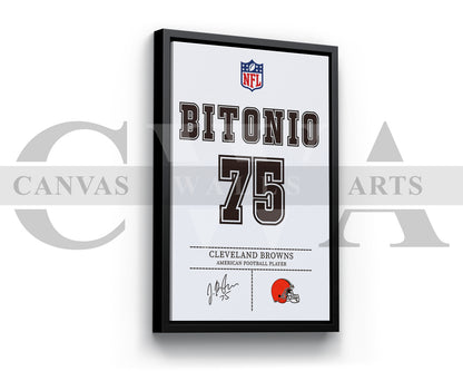 Joel Bitonio Jersey Canvas Wall Art NFL Jersey Wall Art Sports Canvas Print