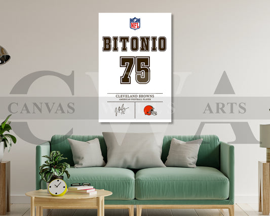 Joel Bitonio Jersey Canvas Wall Art NFL Jersey Wall Art Sports Canvas Print