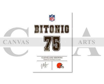 Joel Bitonio Jersey Canvas Wall Art NFL Jersey Wall Art Sports Canvas Print