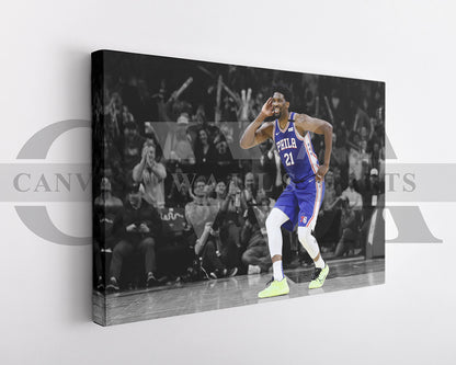 Joel Embiid Black & White Canvas Art Basketball Canvas Wall Art