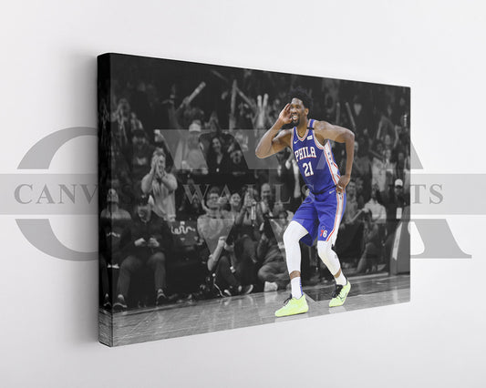 Joel Embiid Black & White Canvas Art Basketball Canvas Wall Art