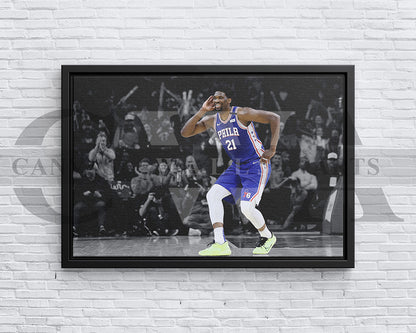 Joel Embiid Black & White Canvas Art Basketball Canvas Wall Art