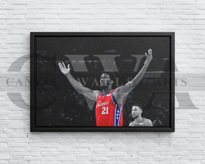 Joel Embiid Black & White Canvas Art Basketball Canvas Wall Art