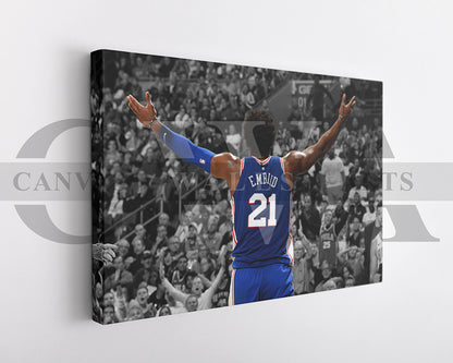 Joel Embiid Black & White Canvas Art Basketball Canvas Wall Art