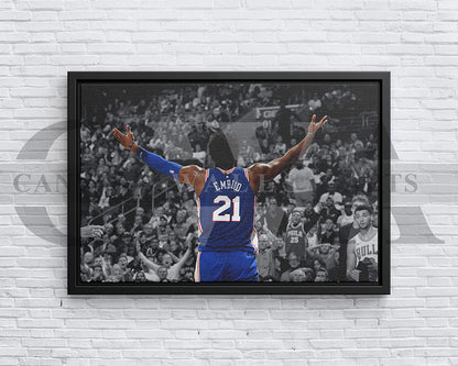 Joel Embiid Black & White Canvas Art Basketball Canvas Wall Art