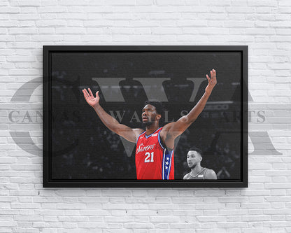 Joel Embiid Black & White Canvas Art Basketball Canvas Wall Art