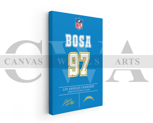 Joey Bosa Jersey Canvas Wall Art NFL Jersey Wall Art Sports Canvas Print