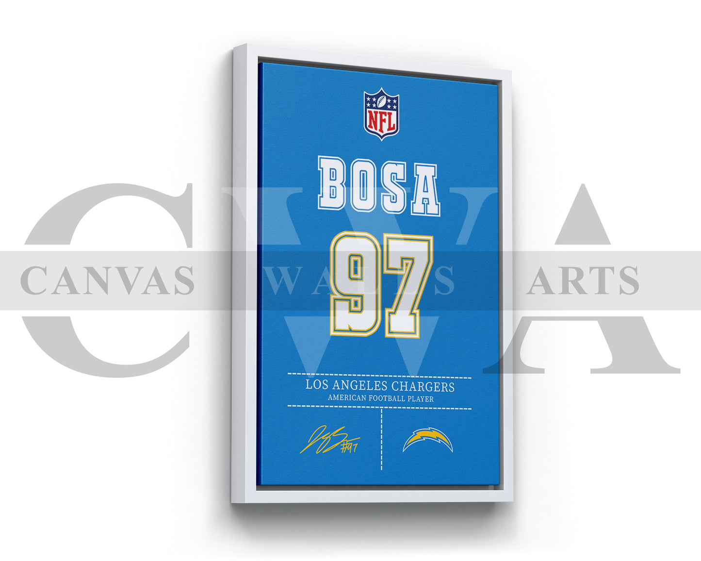 Joey Bosa Jersey Canvas Wall Art NFL Jersey Wall Art Sports Canvas Print