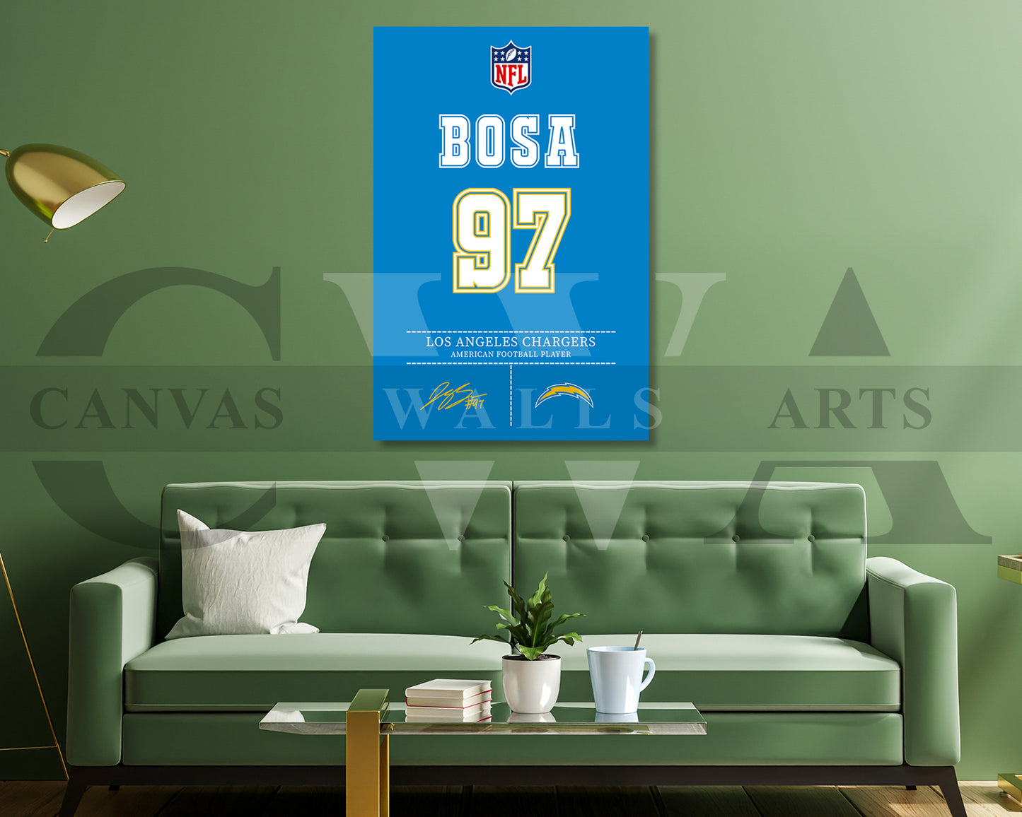 Joey Bosa Jersey Canvas Wall Art NFL Jersey Wall Art Sports Canvas Print