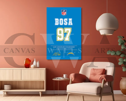 Joey Bosa Jersey Canvas Wall Art NFL Jersey Wall Art Sports Canvas Print