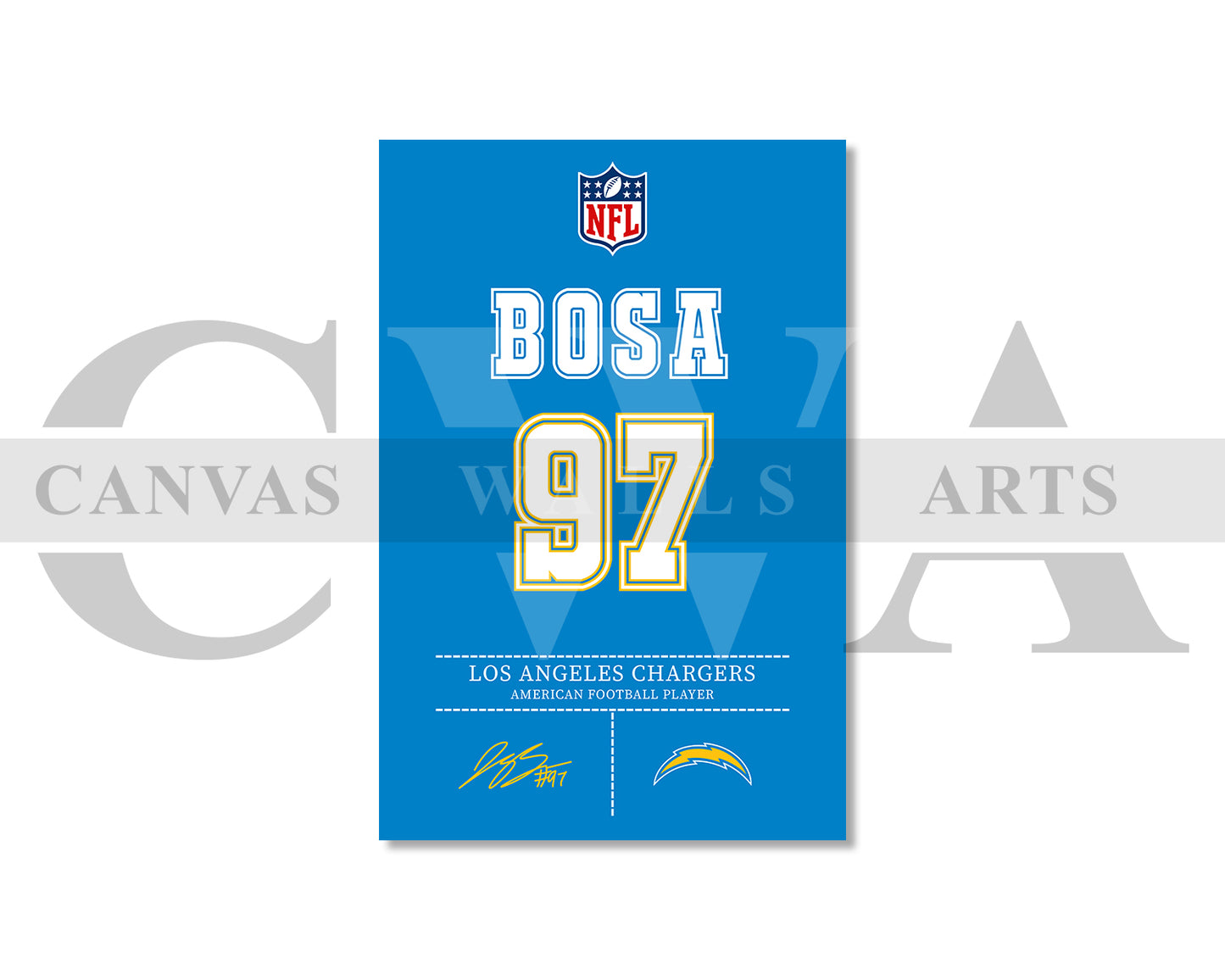 Joey Bosa Jersey Canvas Wall Art NFL Jersey Wall Art Sports Canvas Print