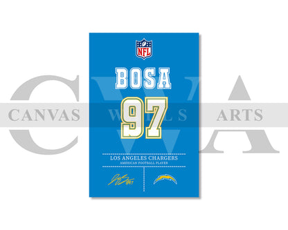 Joey Bosa Jersey Canvas Wall Art NFL Jersey Wall Art Sports Canvas Print