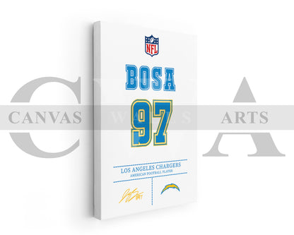 Joey Bosa Jersey Canvas Wall Art NFL Jersey Poster Print Sports Canvas Wall Art